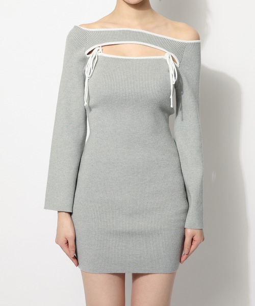 SPIRALGIRL（スパイラルガール）の「バストオープンオフショルリボンワンピース（ワンピース・レディース・ベージュ/ブラック/グレー・FREE）」の22枚目の写真