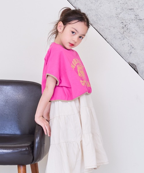 BIG FIELD（ビッグフィールド）の「プリントショート丈Tシャツ（90～150cm）（Tシャツ/カットソー・キッズ・オフホワイト/ネイビー/ワインレッド・90/100/110/120/130/140/150）」の3枚目の写真