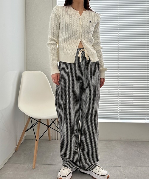 solleim(ソルレム)の「ジャガードストライプスウェットパンツ(スウェットパンツ・レディース・ブラック/ブラウン・M)」の6枚目の写真