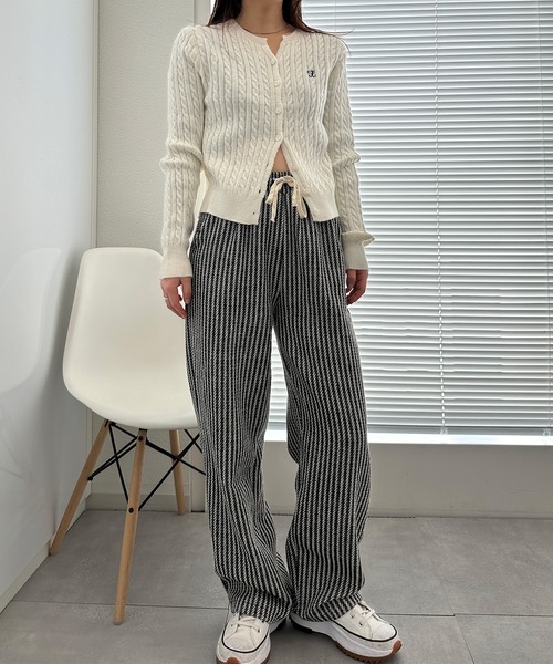 solleim(ソルレム)の「ジャガードストライプスウェットパンツ(スウェットパンツ・レディース・ブラック/ブラウン・M)」の8枚目の写真