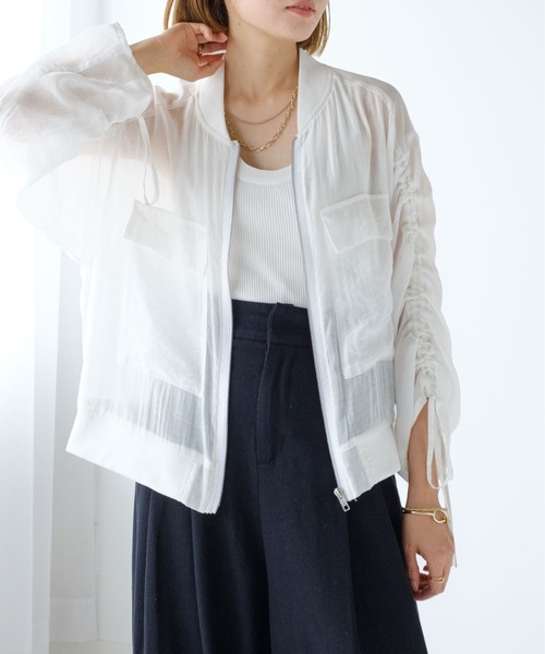 Meli rich（メリーリッチ）の「シアー袖ドロストMA-1（MA-1・レディース・オフホワイト・FREE）」の16枚目の写真
