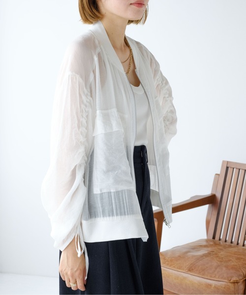Meli rich（メリーリッチ）の「シアー袖ドロストMA-1（MA-1・レディース・オフホワイト・FREE）」の18枚目の写真