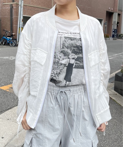 Meli rich（メリーリッチ）の「シアー袖ドロストMA-1（MA-1・レディース・オフホワイト・FREE）」の9枚目の写真