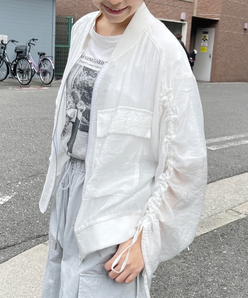 Meli rich（メリーリッチ）の「シアー袖ドロストMA-1（MA-1・レディース・オフホワイト・FREE）」の10枚目の写真