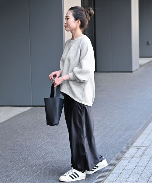B.C STOCK(ベーセーストック)の「ダンボールコクーンプルオーバー(Tシャツ/カットソー・レディース・チャコールグレー/ネイビー/ホワイト・FREE)」の5枚目の写真