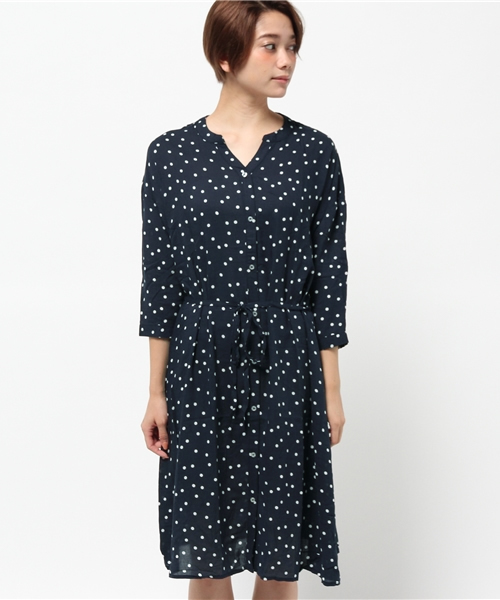 CIAOPANIC（チャオパニック）の「【Ciaopanic】　ドット柄ロングSH/OP（ワンピース・レディース・ネイビー/ブラック・FREE）」の10枚目の写真