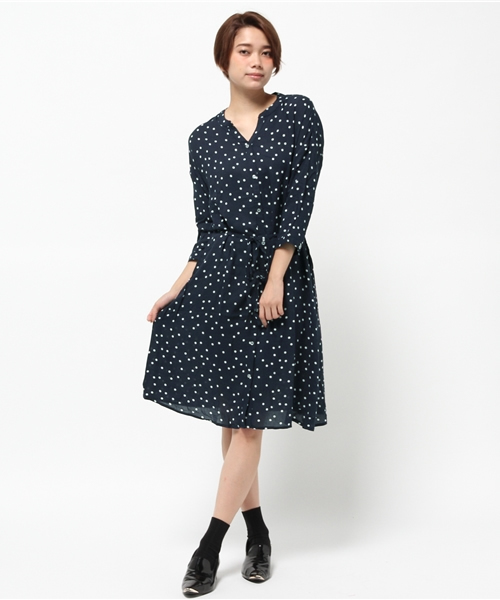 CIAOPANIC（チャオパニック）の「【Ciaopanic】　ドット柄ロングSH/OP（ワンピース・レディース・ネイビー/ブラック・FREE）」の13枚目の写真