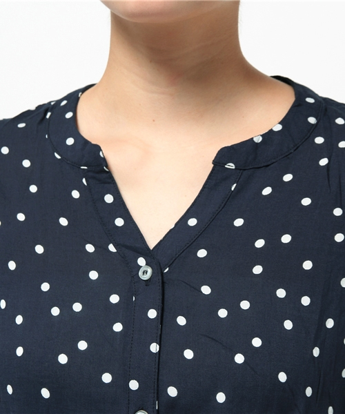 CIAOPANIC（チャオパニック）の「【Ciaopanic】　ドット柄ロングSH/OP（ワンピース・レディース・ネイビー/ブラック・FREE）」の4枚目の写真