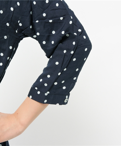 CIAOPANIC（チャオパニック）の「【Ciaopanic】　ドット柄ロングSH/OP（ワンピース・レディース・ネイビー/ブラック・FREE）」の5枚目の写真
