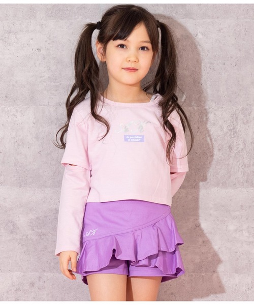 ANAP kids（アナップキッズ）の「2WAY袖箔プリントミニ裏毛トップス（Tシャツ/カットソー・キッズ・オフホワイト/ライトピンク/ブラック・110cm/120cm/130cm）」の3枚目の写真