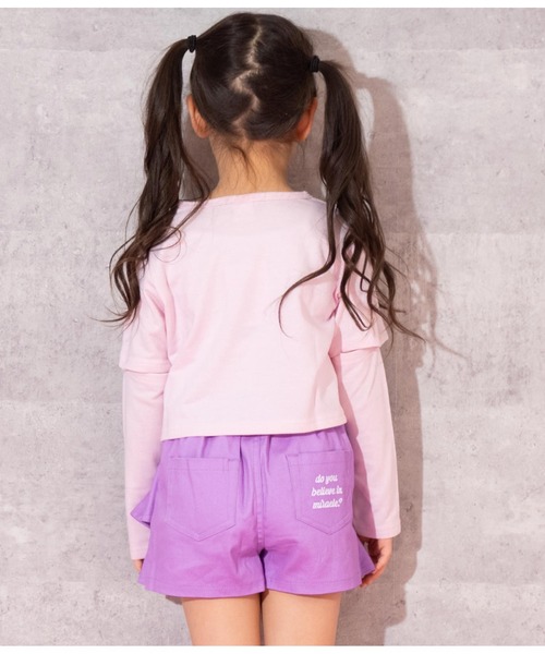 ANAP kids（アナップキッズ）の「2WAY袖箔プリントミニ裏毛トップス（Tシャツ/カットソー・キッズ・オフホワイト/ライトピンク/ブラック・110cm/120cm/130cm）」の6枚目の写真