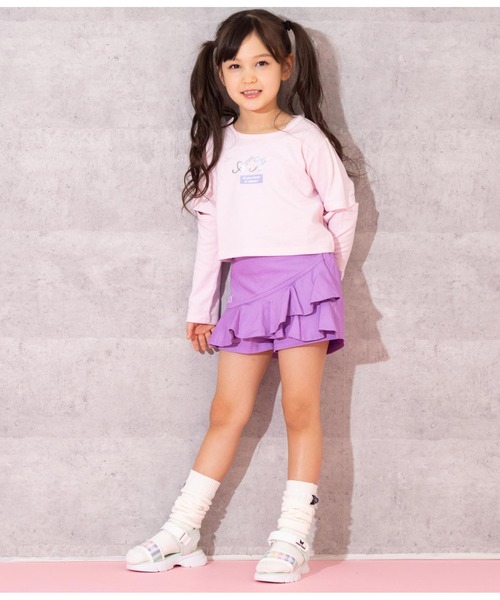 ANAP kids（アナップキッズ）の「2WAY袖箔プリントミニ裏毛トップス（Tシャツ/カットソー・キッズ・オフホワイト/ライトピンク/ブラック・110cm/120cm/130cm）」の8枚目の写真