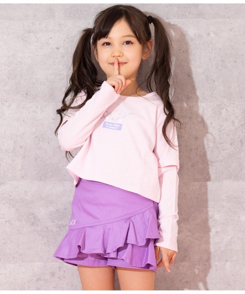 ANAP kids（アナップキッズ）の「2WAY袖箔プリントミニ裏毛トップス（Tシャツ/カットソー・キッズ・オフホワイト/ライトピンク/ブラック・110cm/120cm/130cm）」の4枚目の写真
