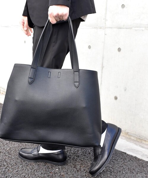 SHIPS any スプリット レザー トートバッグ クラッチバッグ付き SHIPS｜SHIPS any: スプリット レザー トートバッグ (クラッチ
