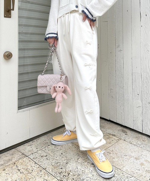 リボンプルオーバー&ロングパンツセット オフホワイト Alley by w closet（アリーバイダブルクローゼット）の「【Alley