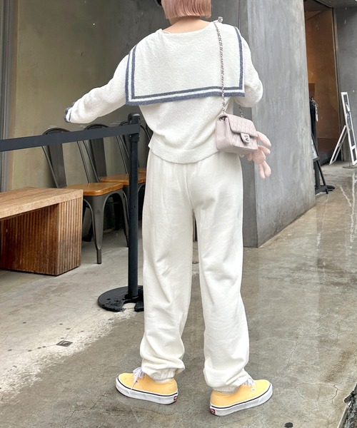 Alley by w closet（アリーバイダブルクローゼット）の「【Alley】パールリボンスウェットパンツ（スウェットパンツ・レディース・スミクロ/オフホワイト/ブルー・FREE）」の8枚目の写真