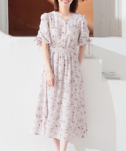 Honeys（ハニーズ）の「袖ドロストワンピース（ワンピース・レディース・ホワイト×グレー/ホワイト×ブルー/ピンク系その他・S/M/L/LL/3L）」の21枚目の写真