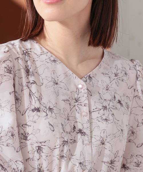 Honeys（ハニーズ）の「袖ドロストワンピース（ワンピース・レディース・ホワイト×グレー/ホワイト×ブルー/ピンク系その他・S/M/L/LL/3L）」の20枚目の写真