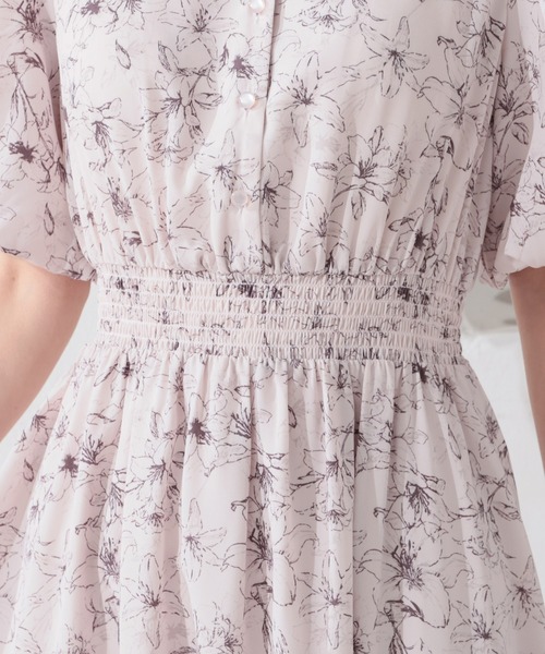 Honeys（ハニーズ）の「袖ドロストワンピース（ワンピース・レディース・ホワイト×グレー/ホワイト×ブルー/ピンク系その他・S/M/L/LL/3L）」の10枚目の写真