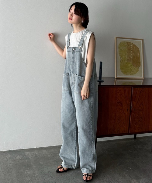 エストレジャ　フロントジップデニムオールインワン ボンジュールサガン BONJOUR SAGAN フロントジップストラップ