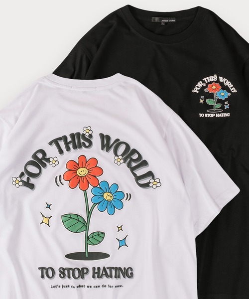 Jungle Storm(ジャングルストーム)の「オーバーサイズ グラフィック 発泡プリントTシャツ バックプリント ユニセックス ビリヤード柄 フラワー柄(Tシャツ/カットソー・メンズ・ブルー系その他/オレンジ/ピンク/ホワイト系その他/ホワイト/ブラック系その他2/ブラック/ブラック系その他/ブルー/ホワイト系その他2・L/M)」の1枚目の写真