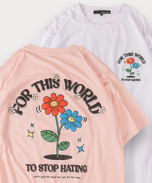 Jungle Storm(ジャングルストーム)の「オーバーサイズ グラフィック 発泡プリントTシャツ バックプリント ユニセックス ビリヤード柄 フラワー柄(Tシャツ/カットソー・メンズ・ブルー系その他/オレンジ/ピンク/ホワイト系その他/ホワイト/ブラック系その他2/ブラック/ブラック系その他/ブルー/ホワイト系その他2・L/M)」の9枚目の写真