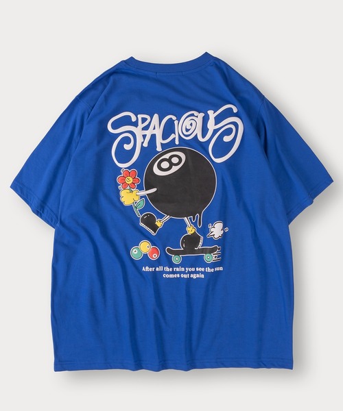 Jungle Storm(ジャングルストーム)の「オーバーサイズ グラフィック 発泡プリントTシャツ バックプリント ユニセックス ビリヤード柄 フラワー柄(Tシャツ/カットソー・メンズ・ブルー系その他/オレンジ/ピンク/ホワイト系その他/ホワイト/ブラック系その他2/ブラック/ブラック系その他/ブルー/ホワイト系その他2・L/M)」の18枚目の写真