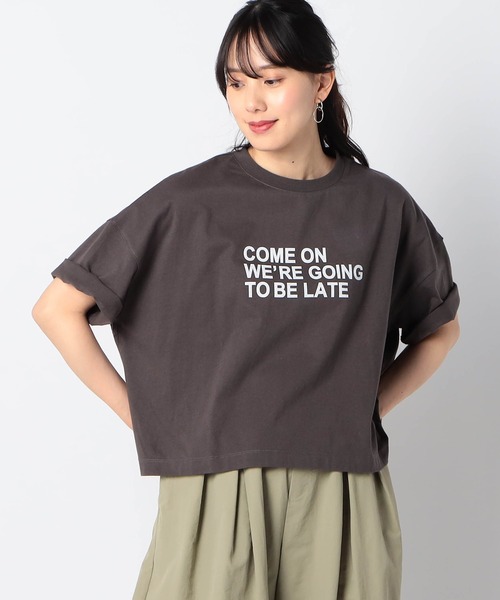 Grand PARK（グランドパーク）の「サステナブルコットン使用　ショート丈ワイドT（Tシャツ/カットソー・レディース・ホワイト/レッド/チャコールグレー/サックスブルー・FREE）」の3枚目の写真