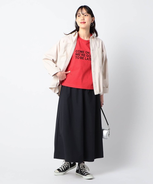 Grand PARK（グランドパーク）の「サステナブルコットン使用　ショート丈ワイドT（Tシャツ/カットソー・レディース・ホワイト/レッド/チャコールグレー/サックスブルー・FREE）」の20枚目の写真