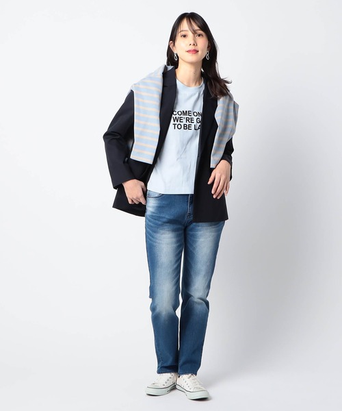 Grand PARK（グランドパーク）の「サステナブルコットン使用　ショート丈ワイドT（Tシャツ/カットソー・レディース・ホワイト/レッド/チャコールグレー/サックスブルー・FREE）」の16枚目の写真