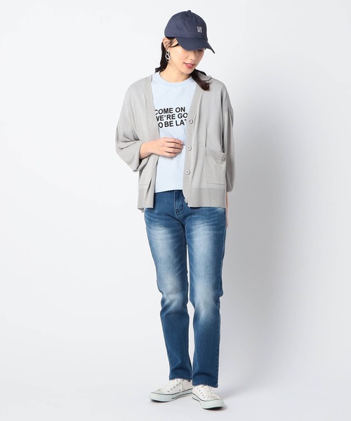 Grand PARK（グランドパーク）の「サステナブルコットン使用　ショート丈ワイドT（Tシャツ/カットソー・レディース・ホワイト/レッド/チャコールグレー/サックスブルー・FREE）」の15枚目の写真