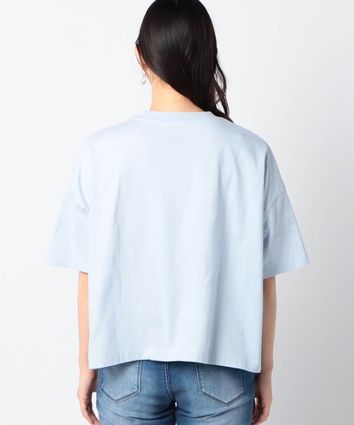 Grand PARK（グランドパーク）の「サステナブルコットン使用　ショート丈ワイドT（Tシャツ/カットソー・レディース・ホワイト/レッド/チャコールグレー/サックスブルー・FREE）」の14枚目の写真