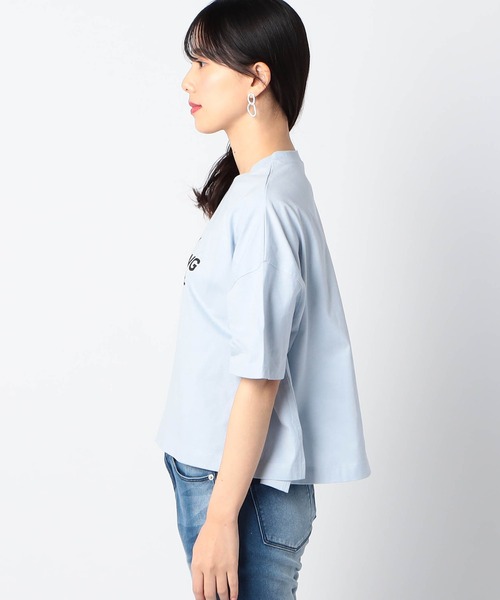 Grand PARK（グランドパーク）の「サステナブルコットン使用　ショート丈ワイドT（Tシャツ/カットソー・レディース・ホワイト/レッド/チャコールグレー/サックスブルー・FREE）」の13枚目の写真