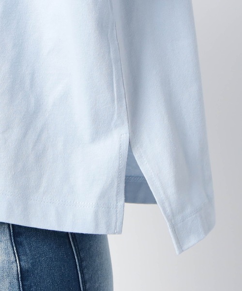 Grand PARK（グランドパーク）の「サステナブルコットン使用　ショート丈ワイドT（Tシャツ/カットソー・レディース・ホワイト/レッド/チャコールグレー/サックスブルー・FREE）」の10枚目の写真