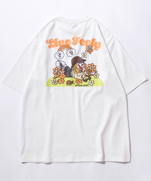 ユニセックス」NEW JACKイラストプリント半袖Tシャツ メンズ レディース