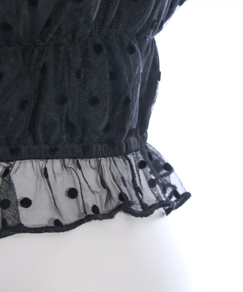 clear（クリア）の「ドットチュール2wayオフショルトップス[ウィッシュコア ガーリー]≪再入荷≫（シャツ/ブラウス・レディース・ブラック/オフホワイト・F）」の9枚目の写真
