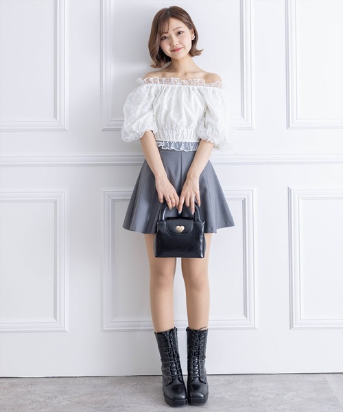 clear（クリア）の「ドットチュール2wayオフショルトップス[ウィッシュコア ガーリー]≪再入荷≫（シャツ/ブラウス・レディース・ブラック/オフホワイト・F）」の14枚目の写真