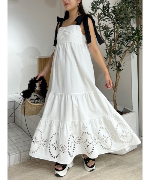 snidel ショルダーリボンワンピース ホワイト 1 SNIDEL（スナイデル）の「ショルダーリボンワンピース