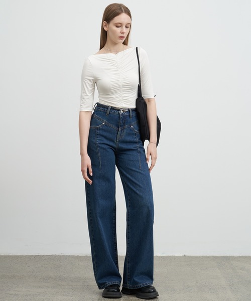 ELOOPS(イーループス)の「【ELOOPS】ドレープフロントギャザーカットソー(Tシャツ/カットソー・レディース・オフホワイト/ブラック/ライトブルー・S/M/L)」の16枚目の写真