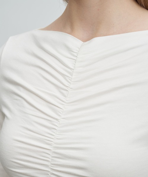 ELOOPS(イーループス)の「【ELOOPS】ドレープフロントギャザーカットソー(Tシャツ/カットソー・レディース・オフホワイト/ブラック/ライトブルー・S/M/L)」の12枚目の写真