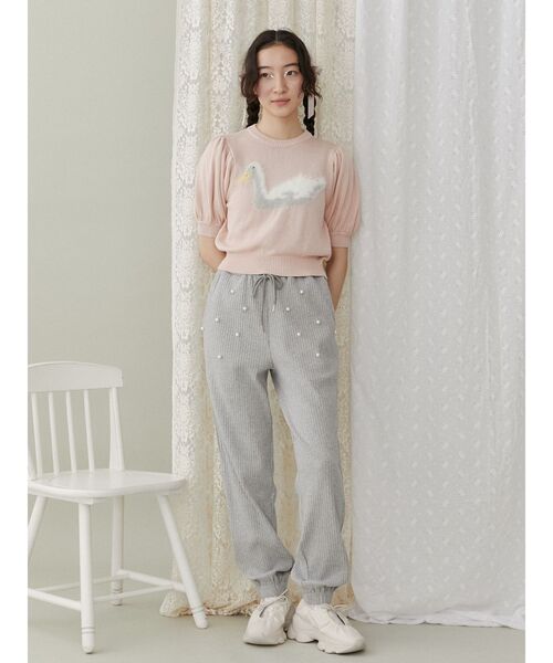 merry jenny（メリージェニー）の「あひるジャカードニットtops（ニット/セーター・レディース・ブラック/ピンク/グレー・FREE）」の7枚目の写真