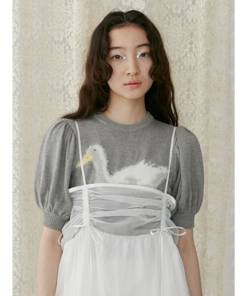 merry jenny（メリージェニー）の「あひるジャカードニットtops（ニット/セーター・レディース・ブラック/ピンク/グレー・FREE）」の8枚目の写真