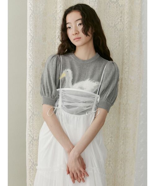 merry jenny（メリージェニー）の「あひるジャカードニットtops（ニット/セーター・レディース・ブラック/ピンク/グレー・FREE）」の9枚目の写真