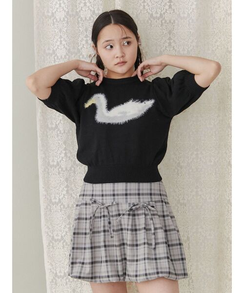 merry jenny（メリージェニー）の「あひるジャカードニットtops（ニット/セーター・レディース・ブラック/ピンク/グレー・FREE）」の15枚目の写真