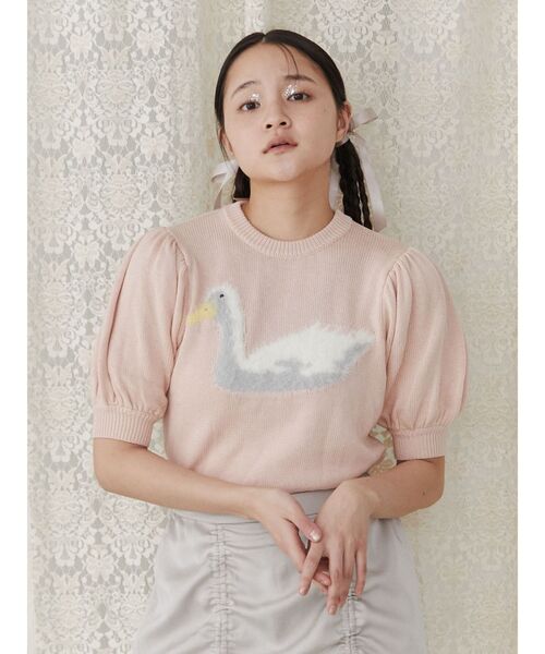 merry jenny（メリージェニー）の「あひるジャカードニットtops（ニット/セーター・レディース・ブラック/ピンク/グレー・FREE）」の20枚目の写真