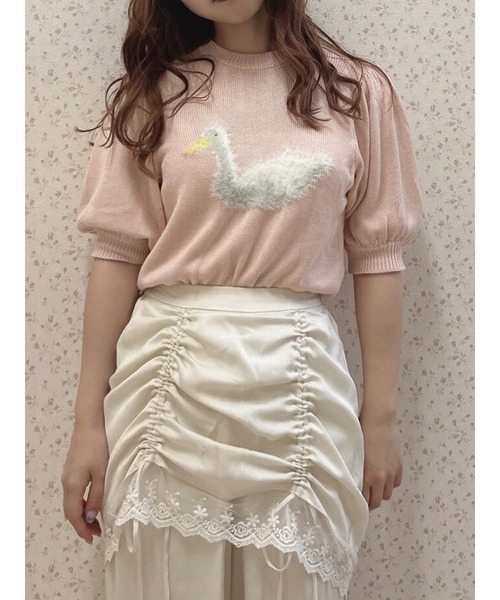 merry jenny（メリージェニー）の「あひるジャカードニットtops（ニット/セーター・レディース・ブラック/ピンク/グレー・FREE）」の3枚目の写真