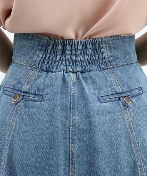 an another angelus（アンアナザーアンジェラス）の「フロント釦デニムフレアースカート/ananotherangelus（デニムスカート・レディース・インディゴブルー/ブラック/ライトブルー・FREE）」の7枚目の写真