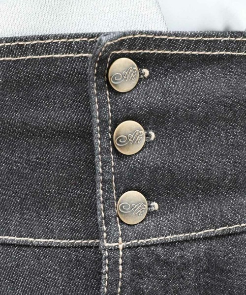 an another angelus（アンアナザーアンジェラス）の「フロント釦デニムフレアースカート/ananotherangelus（デニムスカート・レディース・インディゴブルー/ブラック/ライトブルー・FREE）」の22枚目の写真