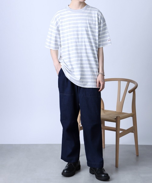 Goodwear（グッドウェア）の「【GOODWEAR】USA COTTON　ヘビーウェイトボーダーTEE　※2W7-13216（Tシャツ/カットソー・メンズ・ホワイト/グレー・XL/L/M）」の5枚目の写真