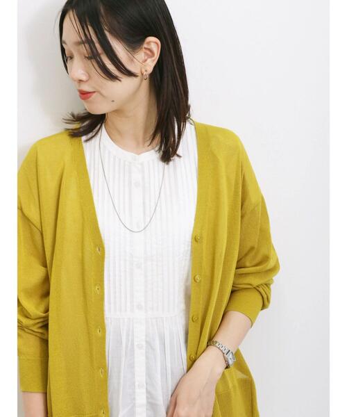 Samansa Mos2 blue（サマンサモスモスブルー）の「【接触冷感】シアーVネックカーディガン（カーディガン/ボレロ・レディース・イエロー/ブラック/グリーン/シルバーグレー・F）」の4枚目の写真